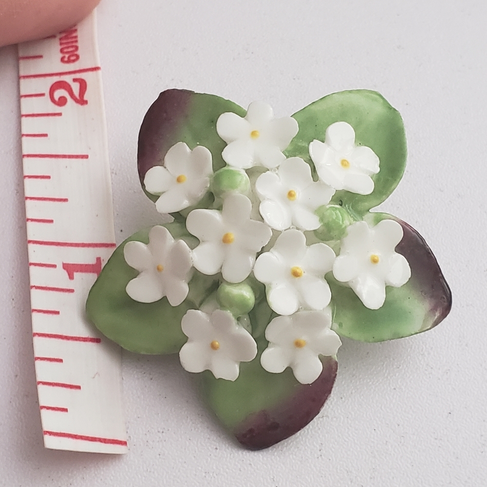 Vintage English 1940-50’s Floral Porcelain Brooch Stafford made in England